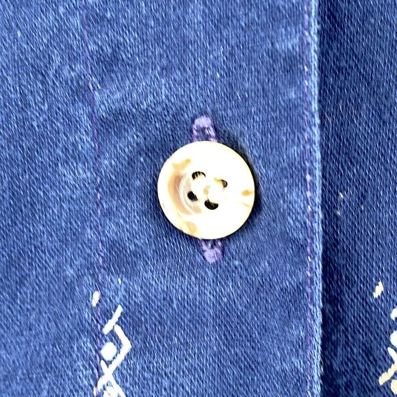 SUDDEN IMPACT Shirt Womens M Southwestern Button Front Cotton Blue Vintage - Picture 6 of 14